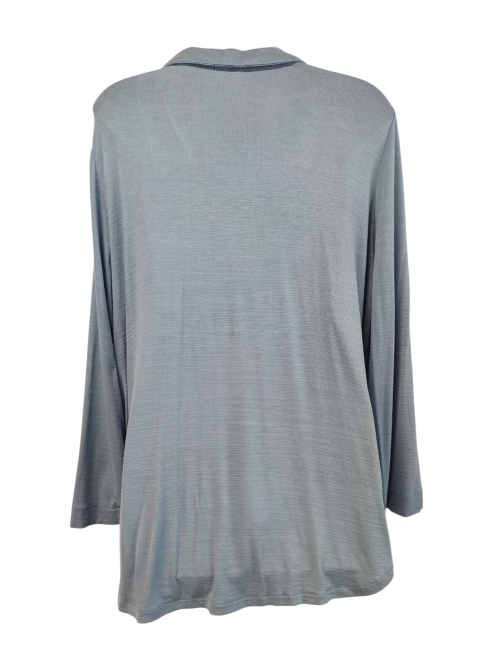 Lara Fashion 1XL Blue Wrap Front Long Sleeve Collared Shirt Blouse Dual Pockets - Picture 2 of 8